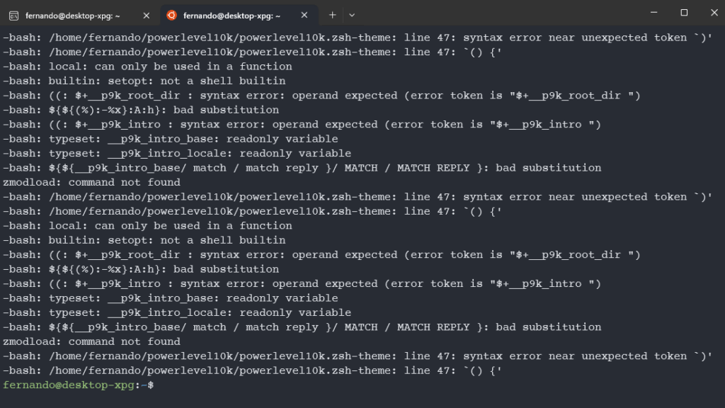 p10k configure windows error