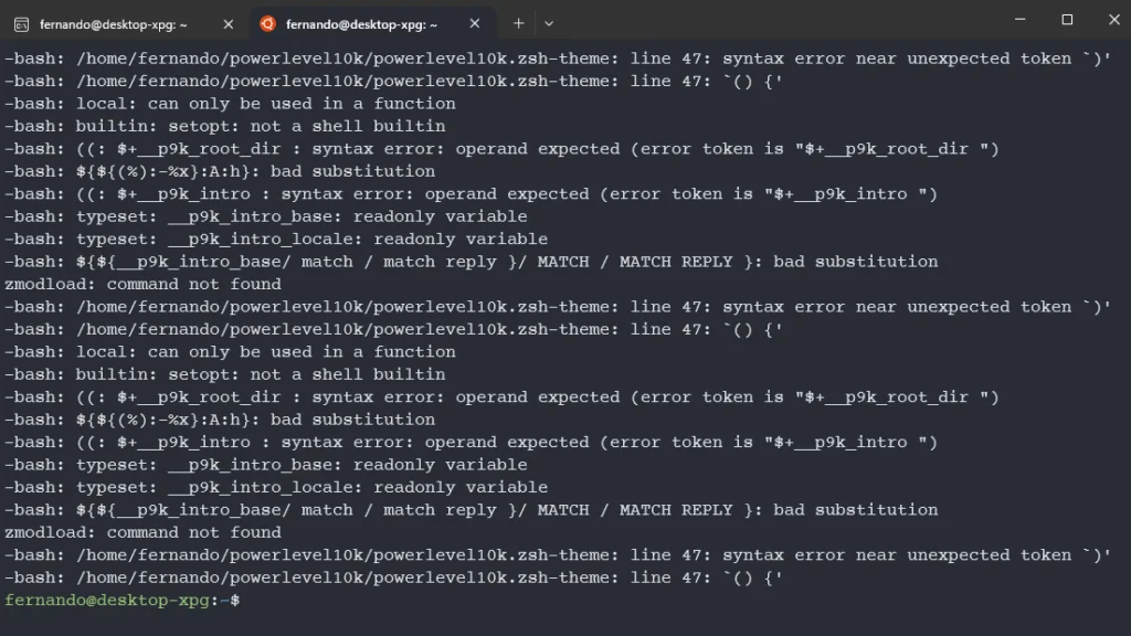 p10k configure windows error